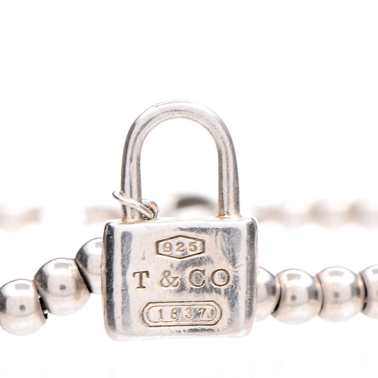 Sterling Silver 1837 Lock Charm Bead Bracelet