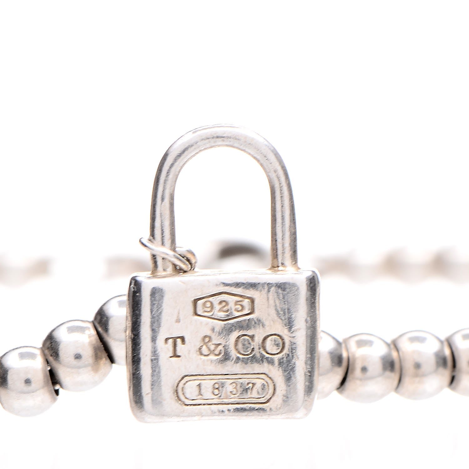 Tiffany Sterling Silver 1837 Lock Charm Bead Bracelet 3 of 5