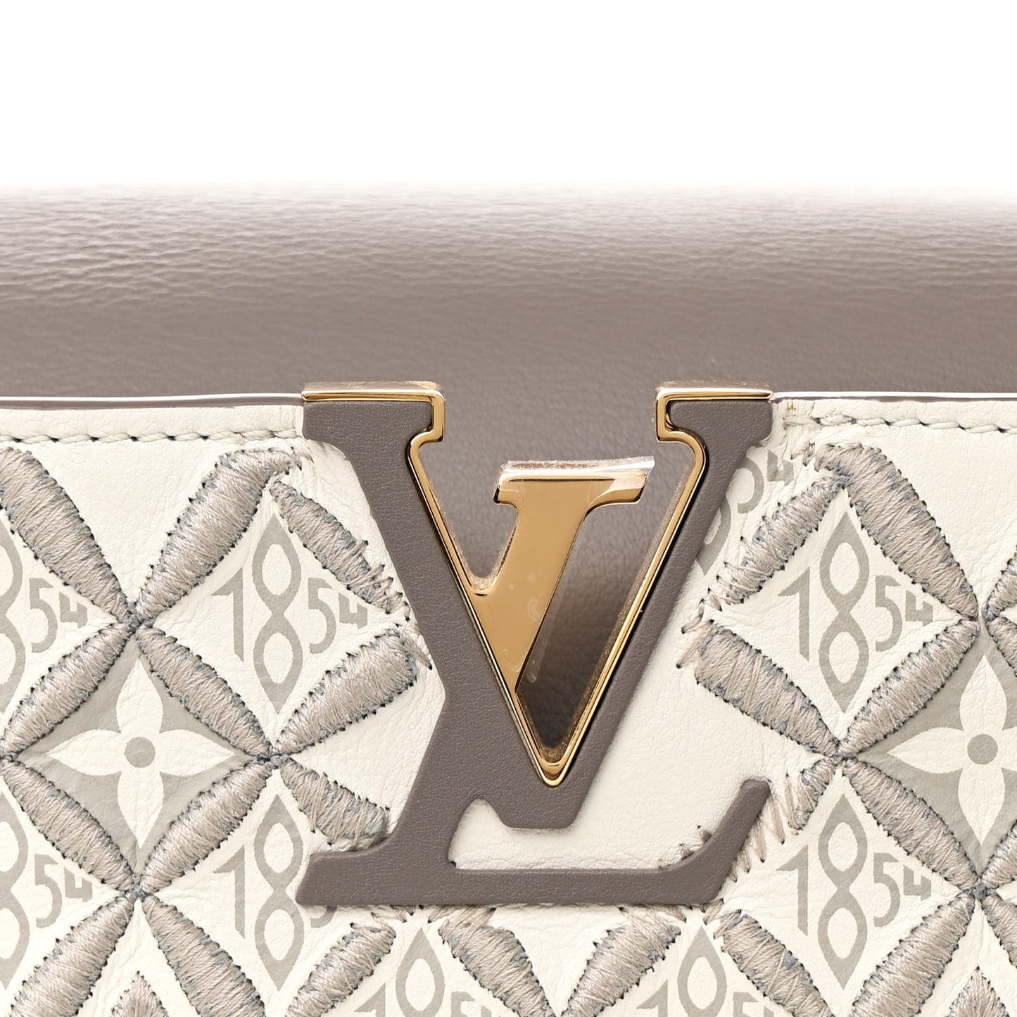 Calfskin Since 1854 Embroidered Capucines BB Ecru Taupe