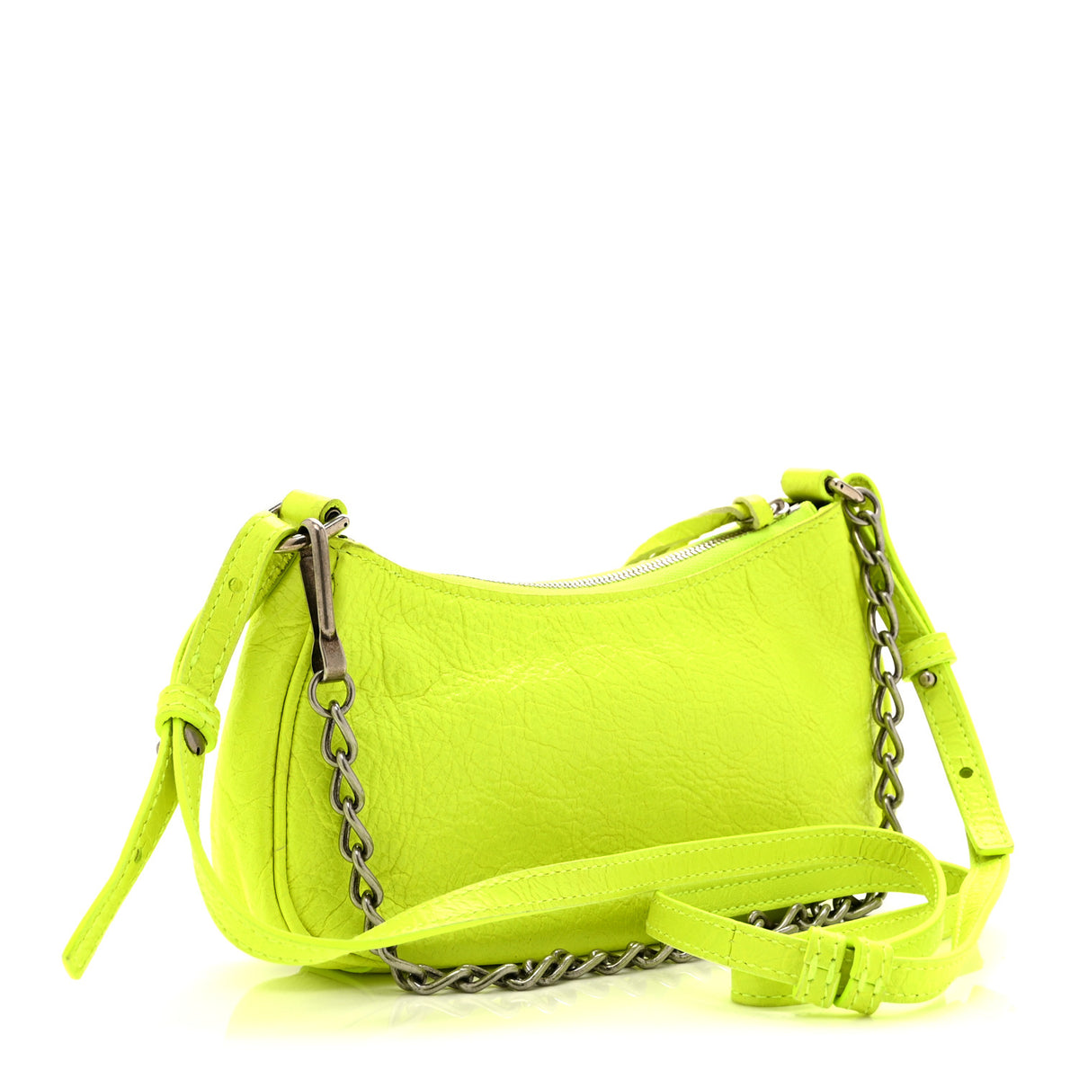 Agneau Arena Le Cagole Mini Purse With Chain Fluo Yellow