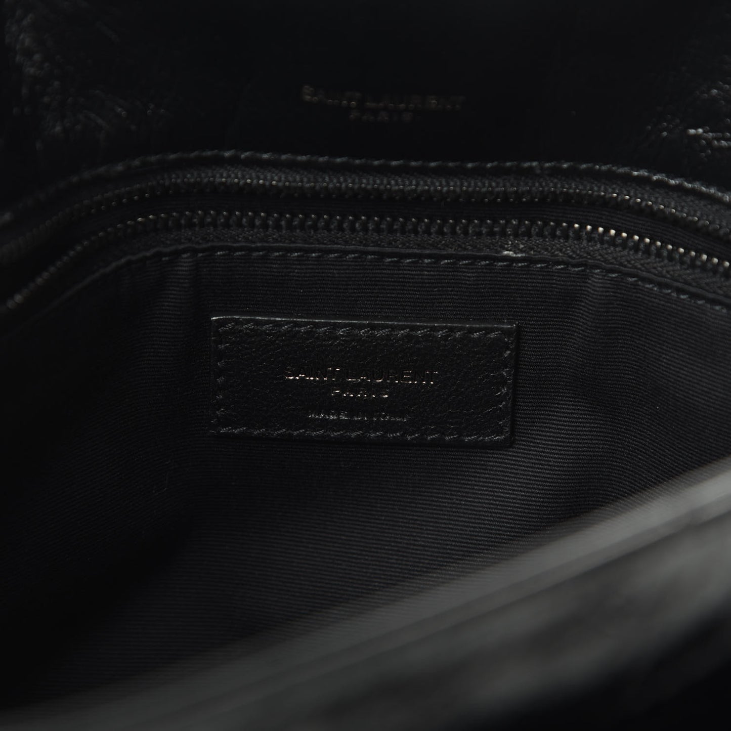 Crinkled Calfskin Matelasse Monogram Large Niki Chain Satchel Black