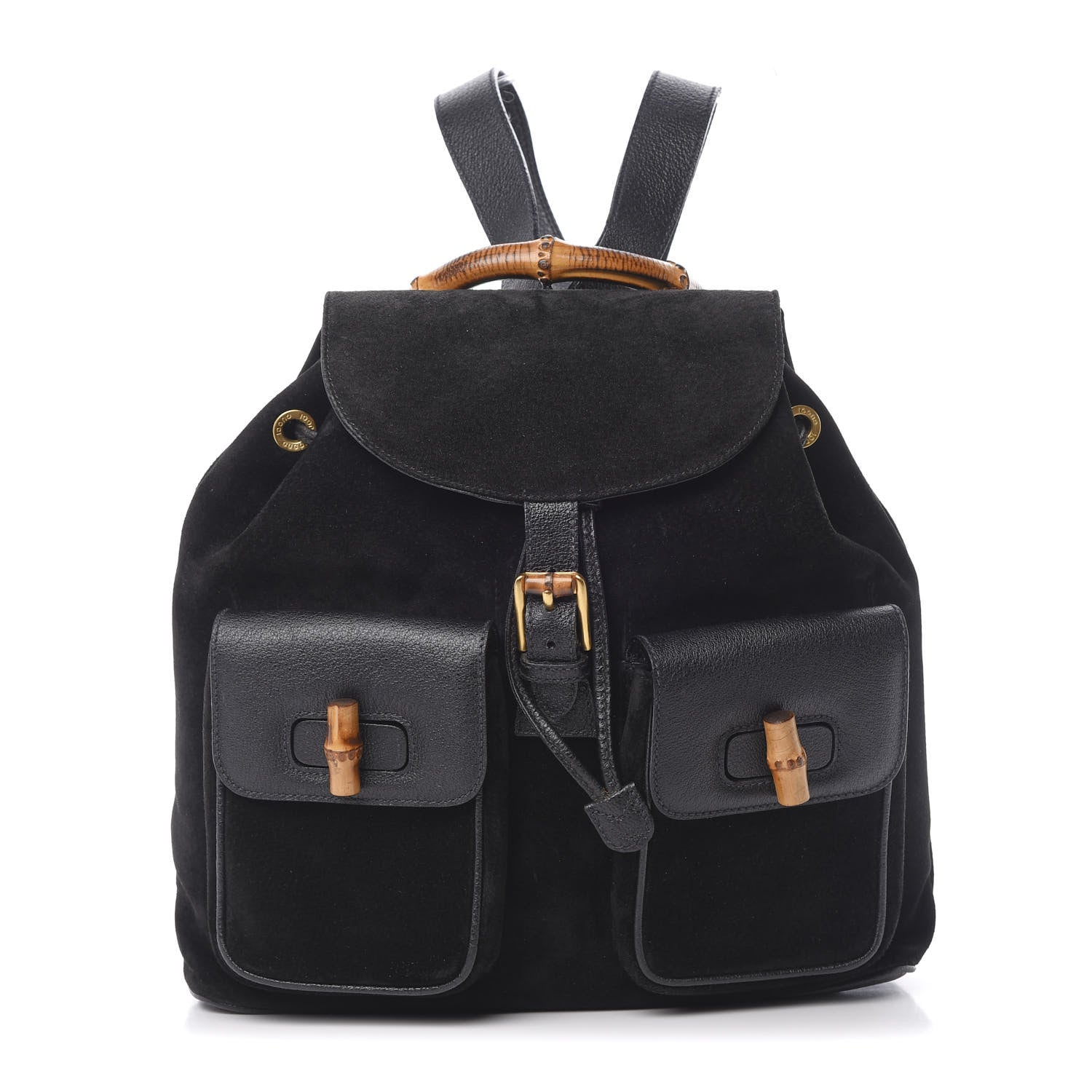 Gucci Suede Bamboo Backpack Black 1 of 14