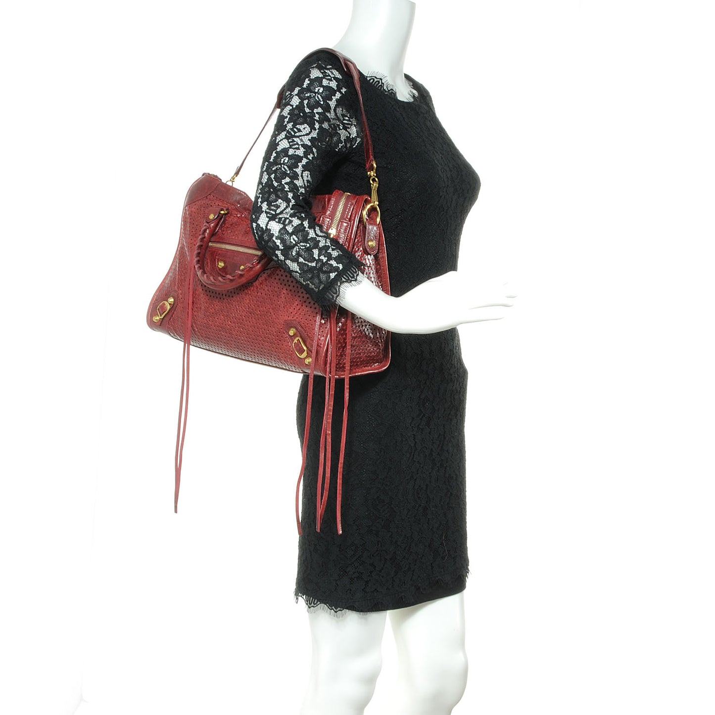 Agneau Laser Cut Cross Classic Gold Hardware City Rouge Lie De Vin
