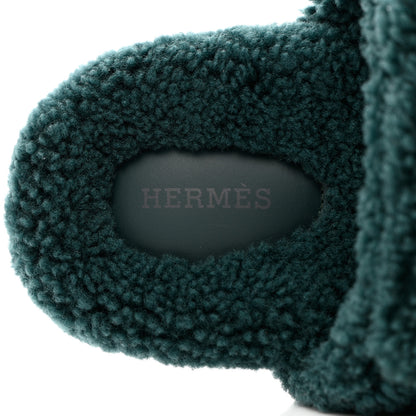 Hermes Woolskin Womens Chypre Sandals 36 Vert Anglais 6 of 8