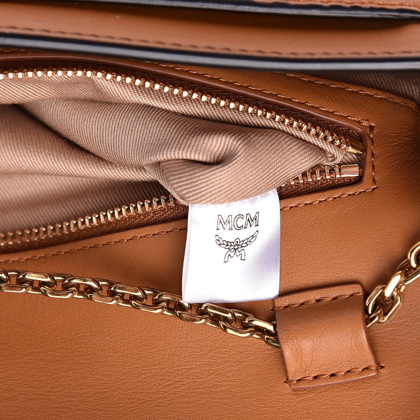 Visetos Calfskin Millie Wallet on Chain Cognac Black