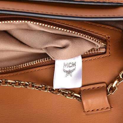 MCM Visetos Calfskin Millie Wallet on Chain Cognac Black 7 of 9