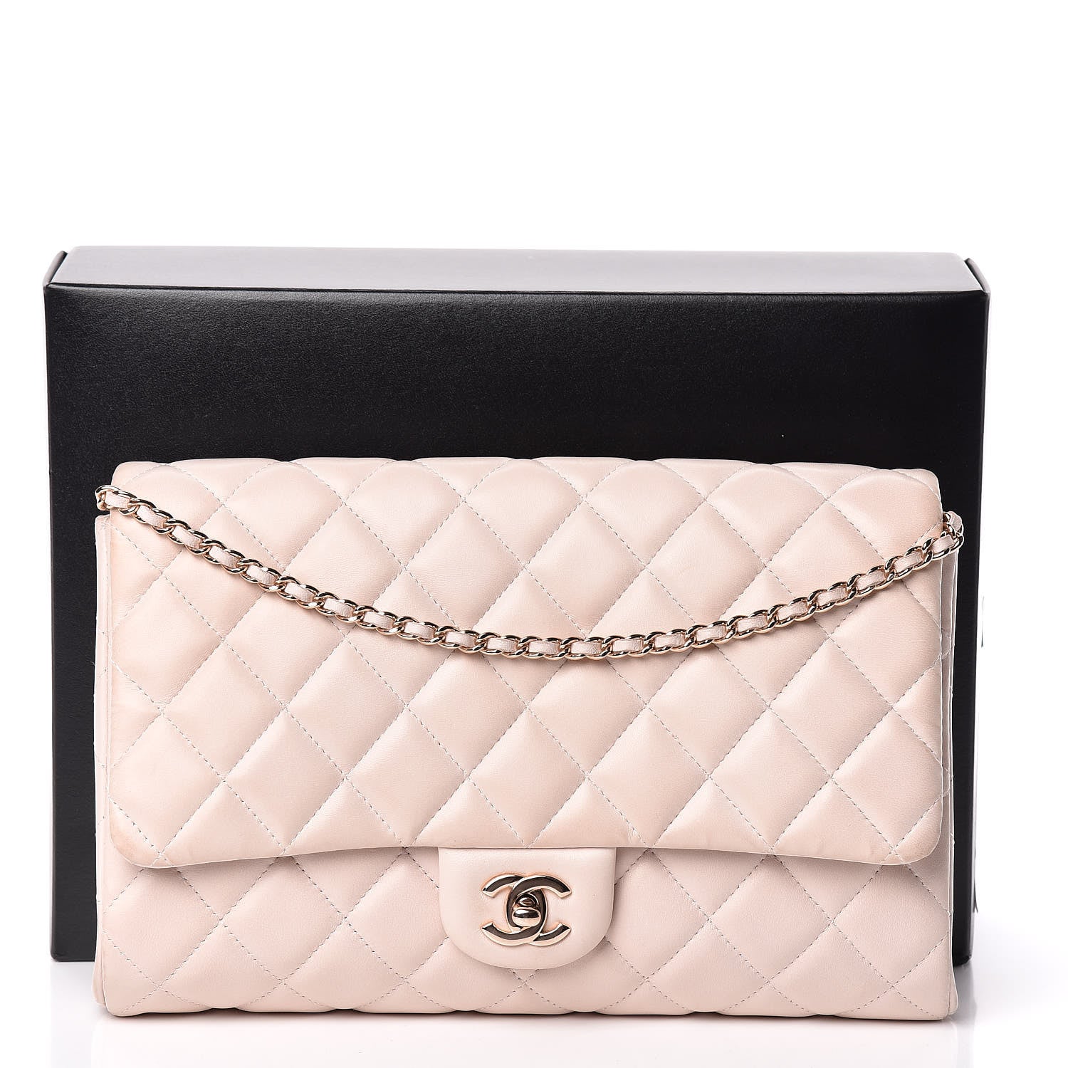 Chanel Lambskin Quilted Clutch With Chain Flap Beige Clair 11 of 11