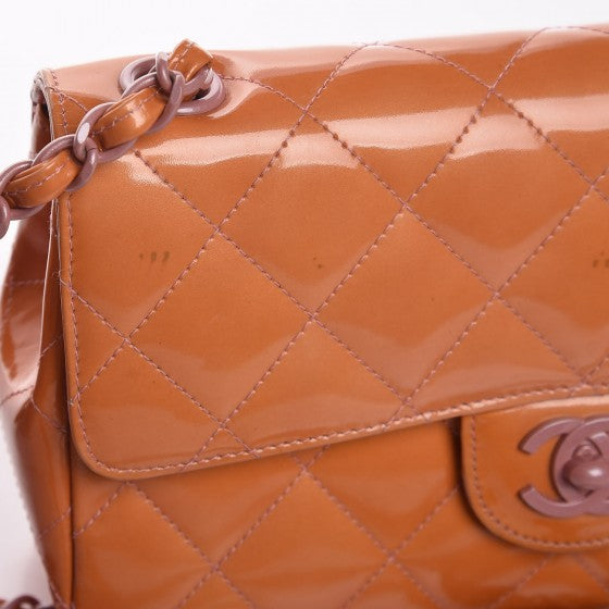 Chanel Patent Quilted Mini Rectangular Flap Orange 10 of 15
