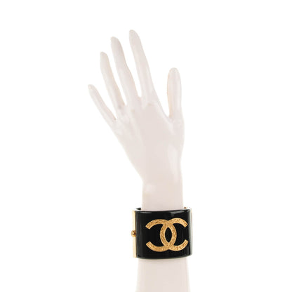 Chanel Resin CC Cuff Black Gold 2 of 4