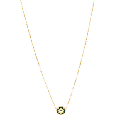 Christian Dior 18K Yellow Gold Diamond Malachite Rose Des Vents Necklace 1 of 6