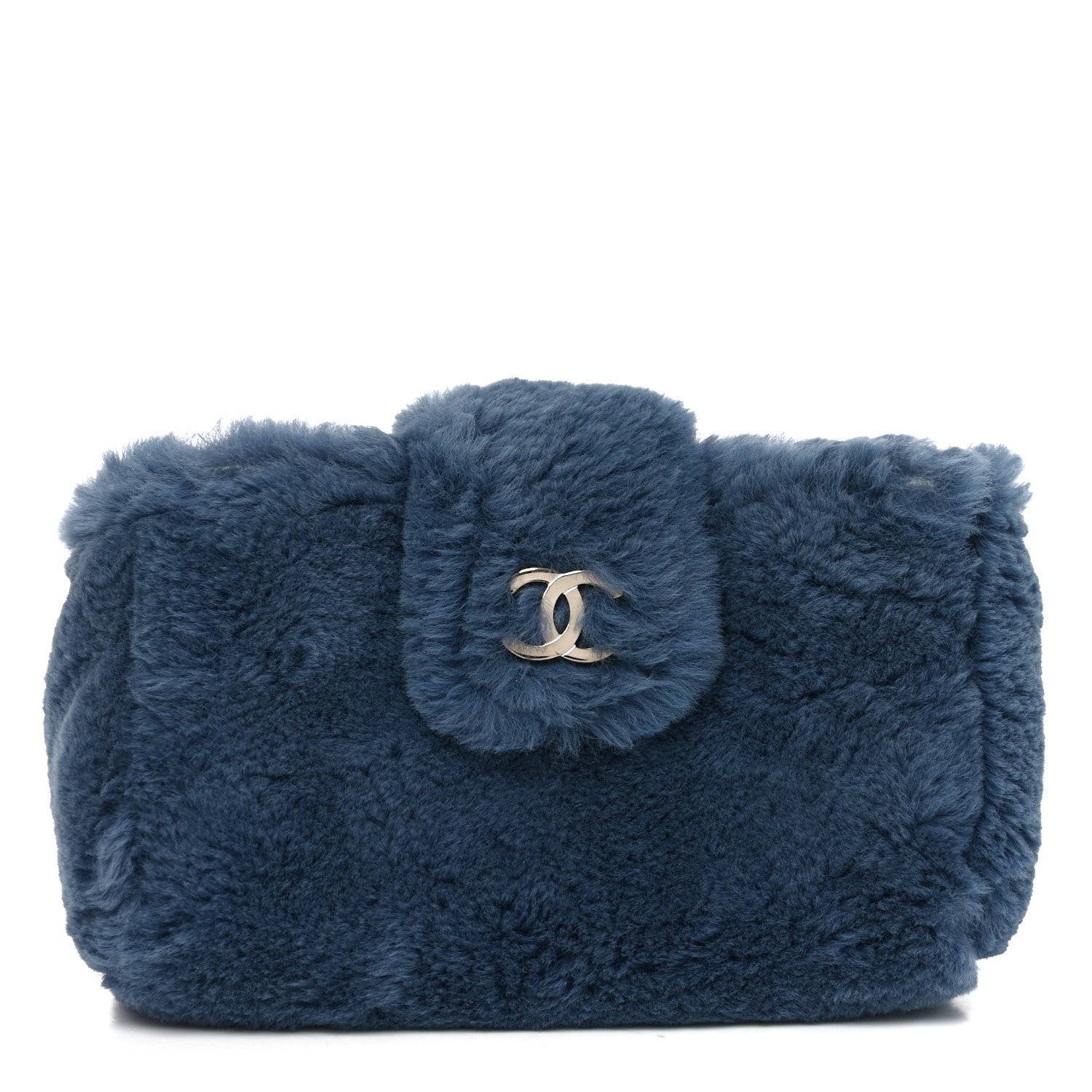 Chanel Rabbit Fur Mini CC Pouch Blue 1 of 10