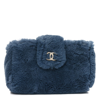 Chanel Rabbit Fur Mini CC Pouch Blue 1 of 10