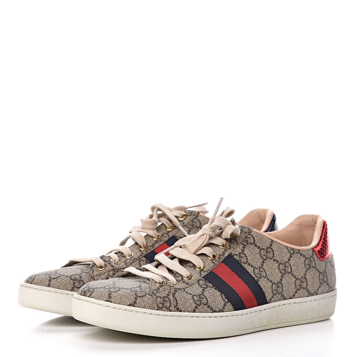 Gucci GG Supreme Monogram Womens Ace Low-Top Sneaker 40 Beige 3 of 9