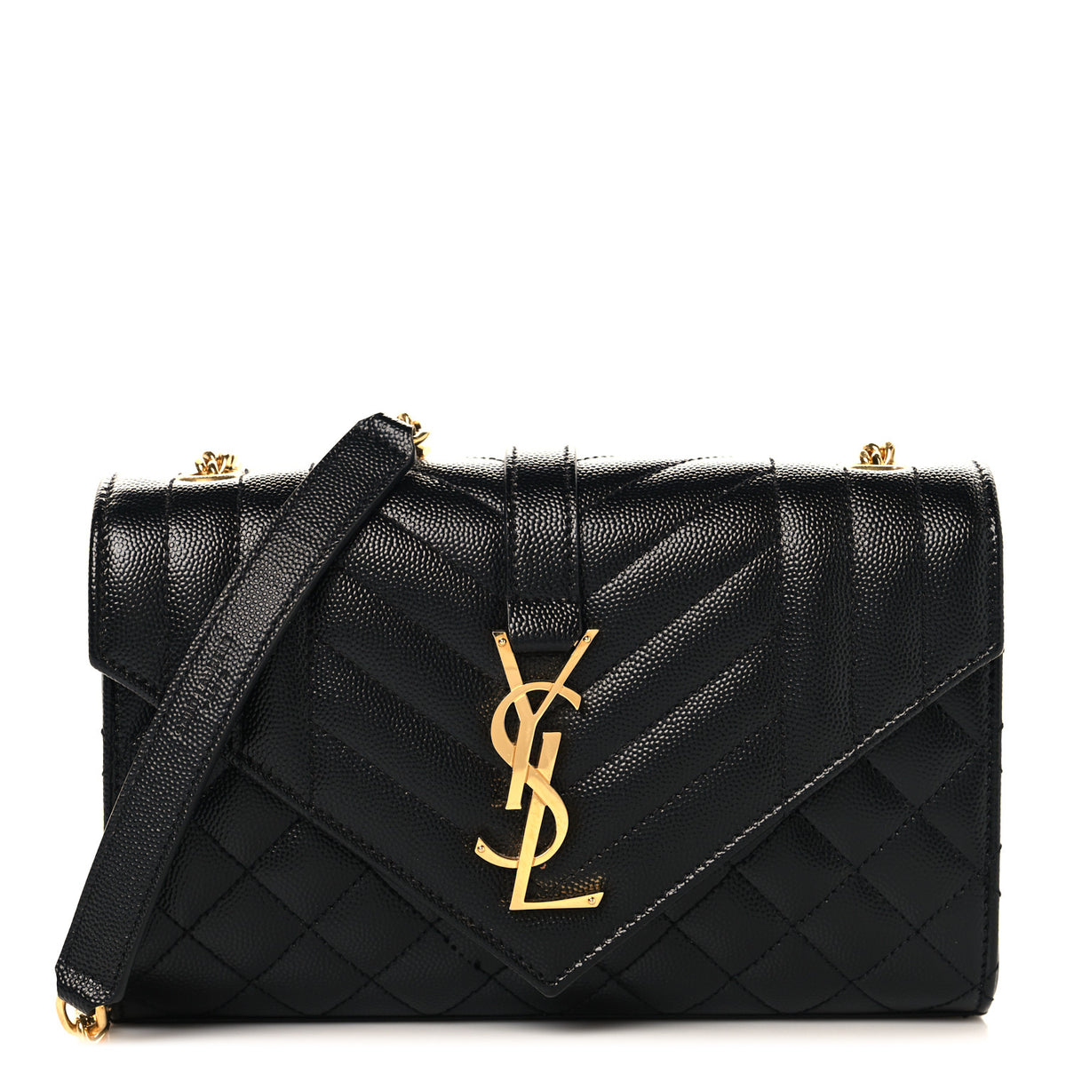 Grain De Poudre Textured Mixed Matelasse Triquilt Small Monogram Satchel Black