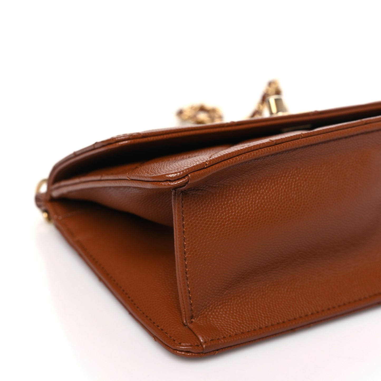 Caviar Quilted Small Chain Frame Flap Light Brown