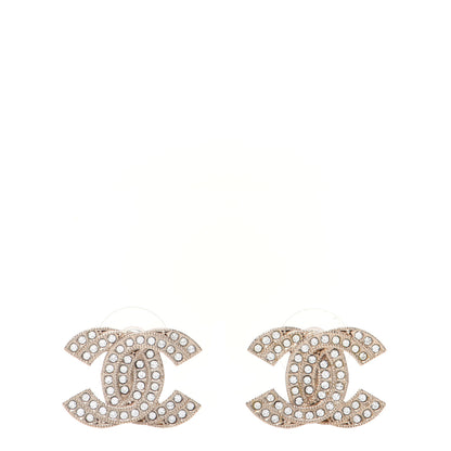 Chanel Crystal Double CC Earrings Light Gold 1 of 7