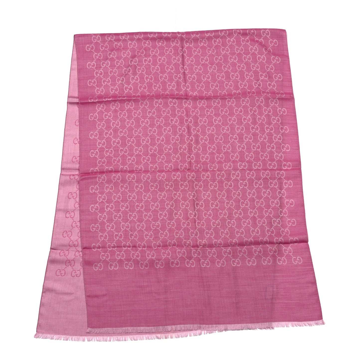 Wool Silk Monogram GGWeb Fringe Shawl Old Rose Pink