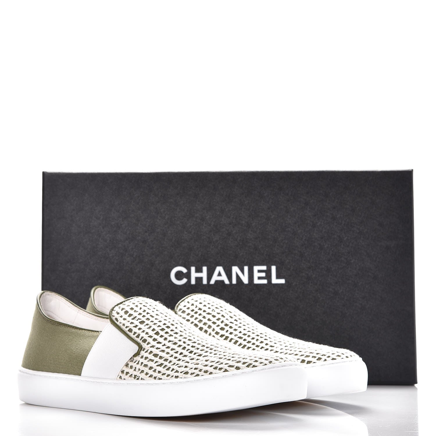Chanel Fabric Mesh Sneakers 40 Khaki Beige 10 of 10