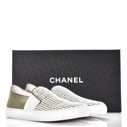 Chanel Fabric Mesh Sneakers 40 Khaki Beige 10 of 10