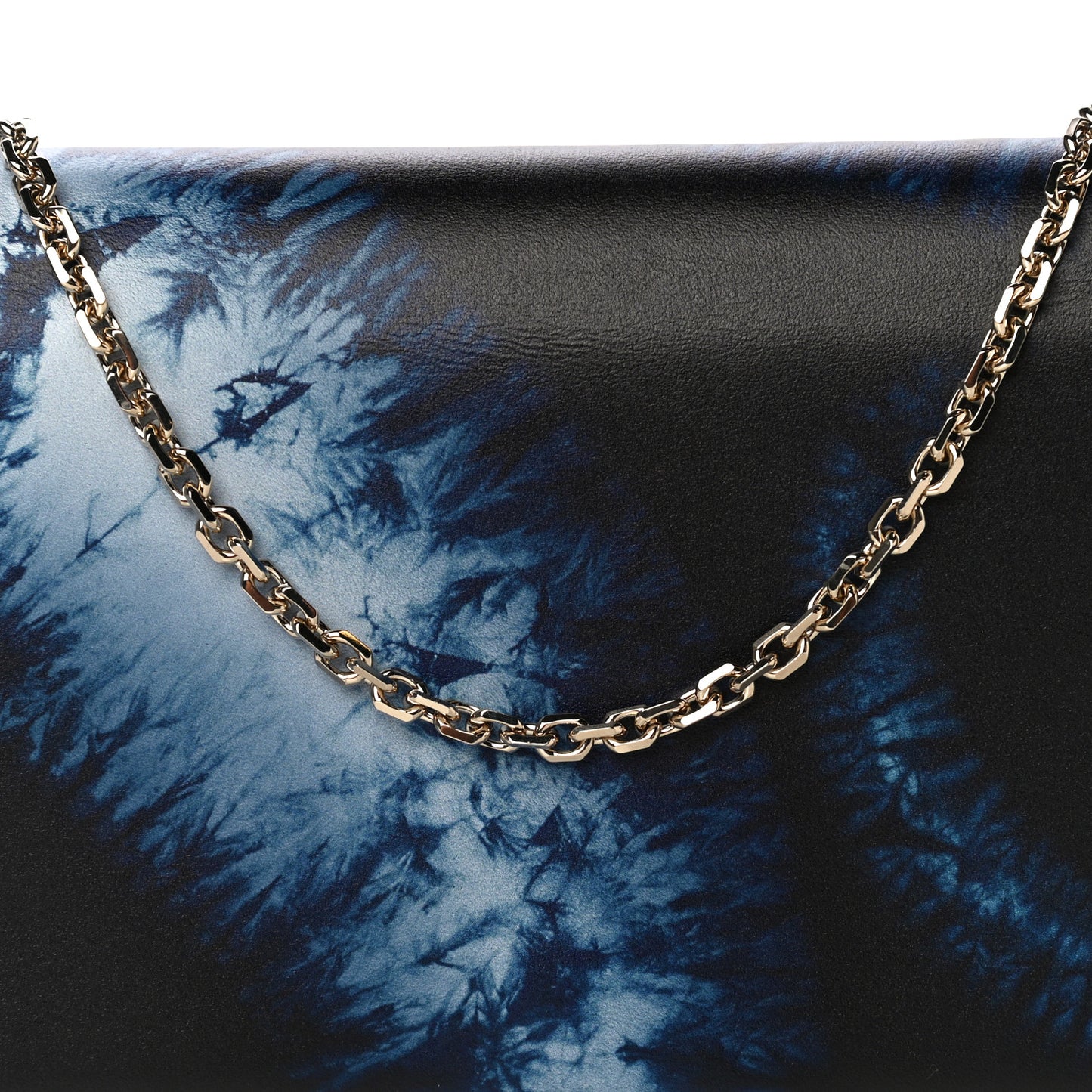 Calfskin Tie Dye Wallet On Chain Blue