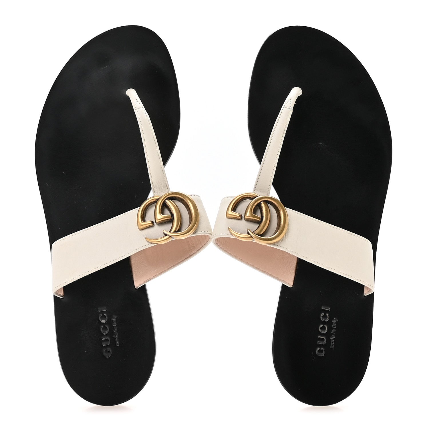 Gucci Calfskin GG Marmont Thong Sandals 36.5 Mystic White 2 of 7