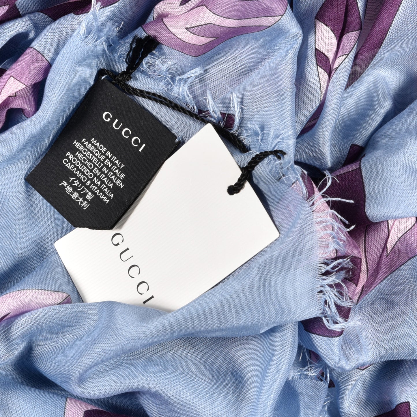Silk GG Wallpaper Print Square Scarf Blue