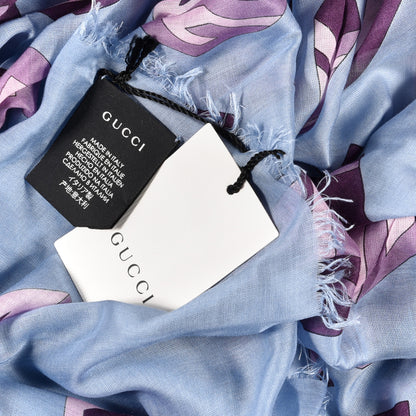 Gucci Silk GG Wallpaper Print Square Scarf Blue 4 of 5