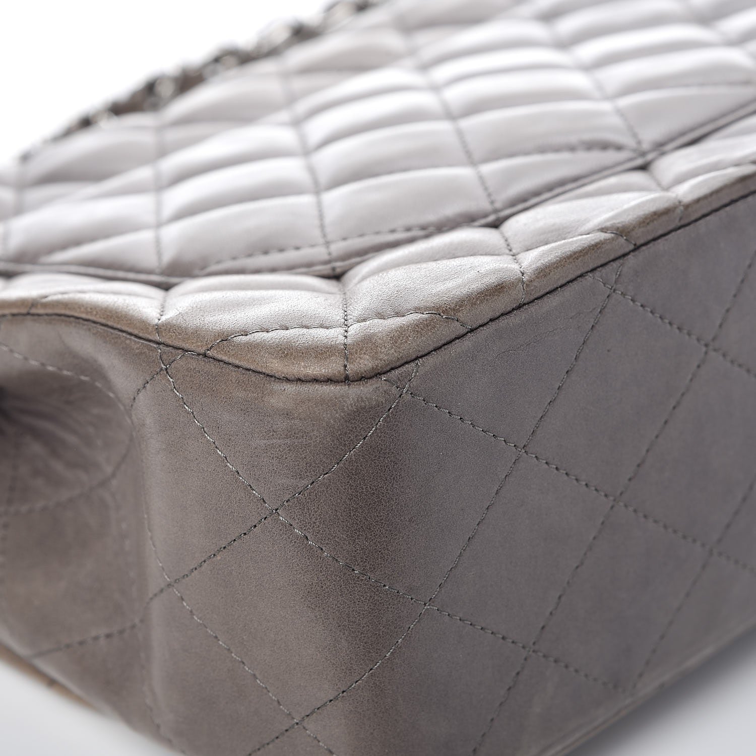 Chanel Lambskin Quilted Jumbo Single Flap Dark Grey 15 of 16