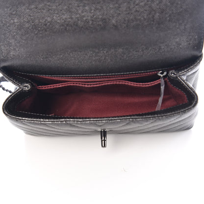 Chanel Caviar Chevron Quilted Mini Coco Handle Flap So Black 4 of 10