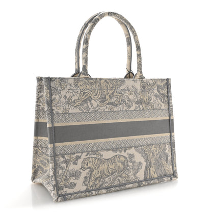 Christian Dior Canvas Embroidered Medium Dioriviera Toile De Jouy Book Tote Gray 3 of 10