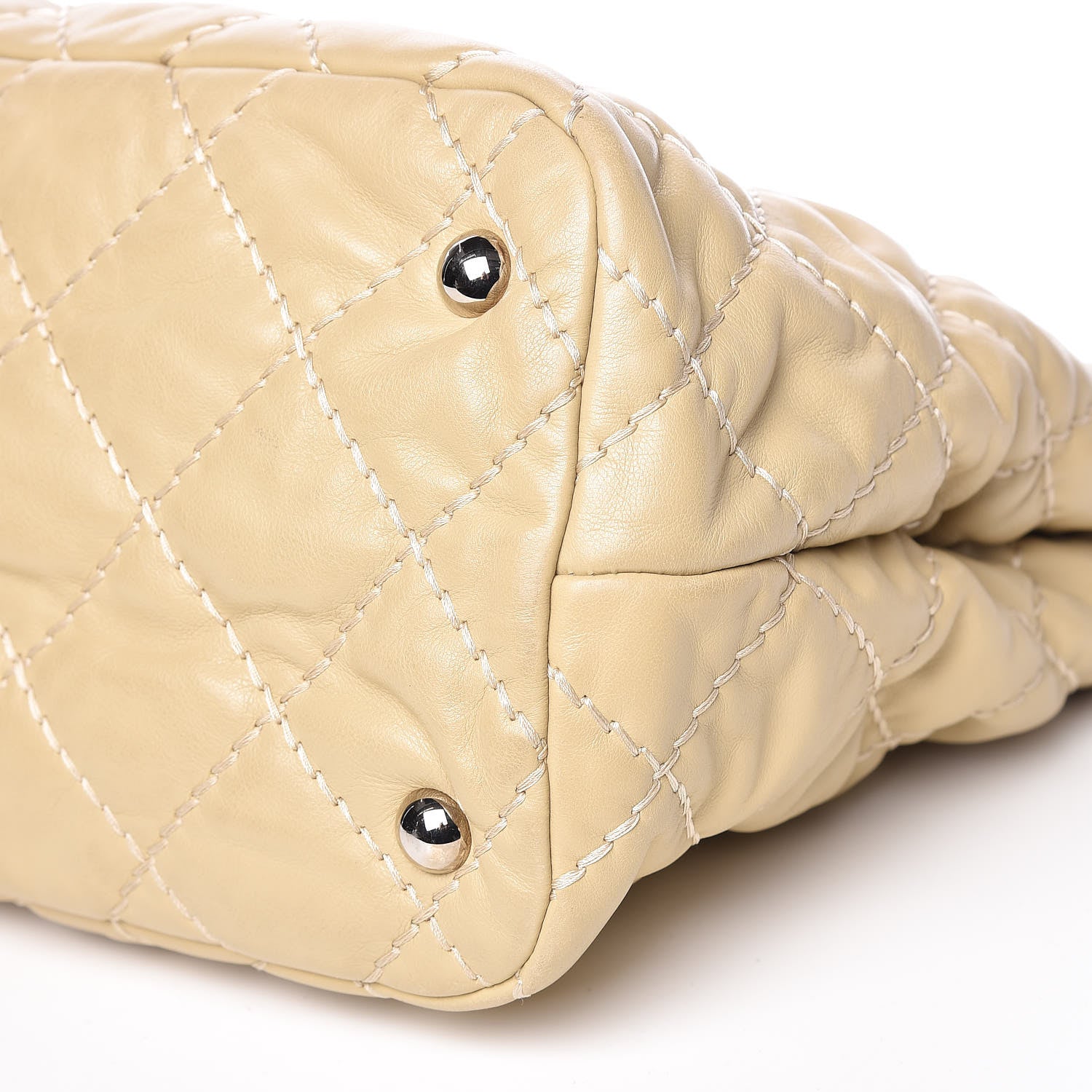 Chanel Calfskin Contrast Stitch Tote Beige 10 of 18