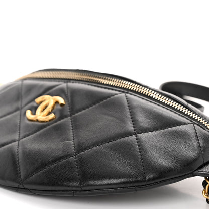 Chanel Lambskin Enamel Quilted Waist Bag Black 10 of 10