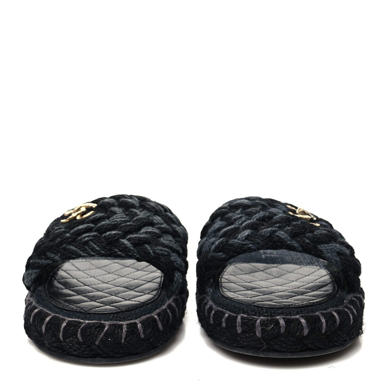 Chanel Cord Braided CC Mules 39 Black 2 of 9