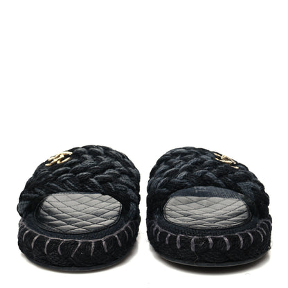 Chanel Cord Braided CC Mules 39 Black 2 of 9