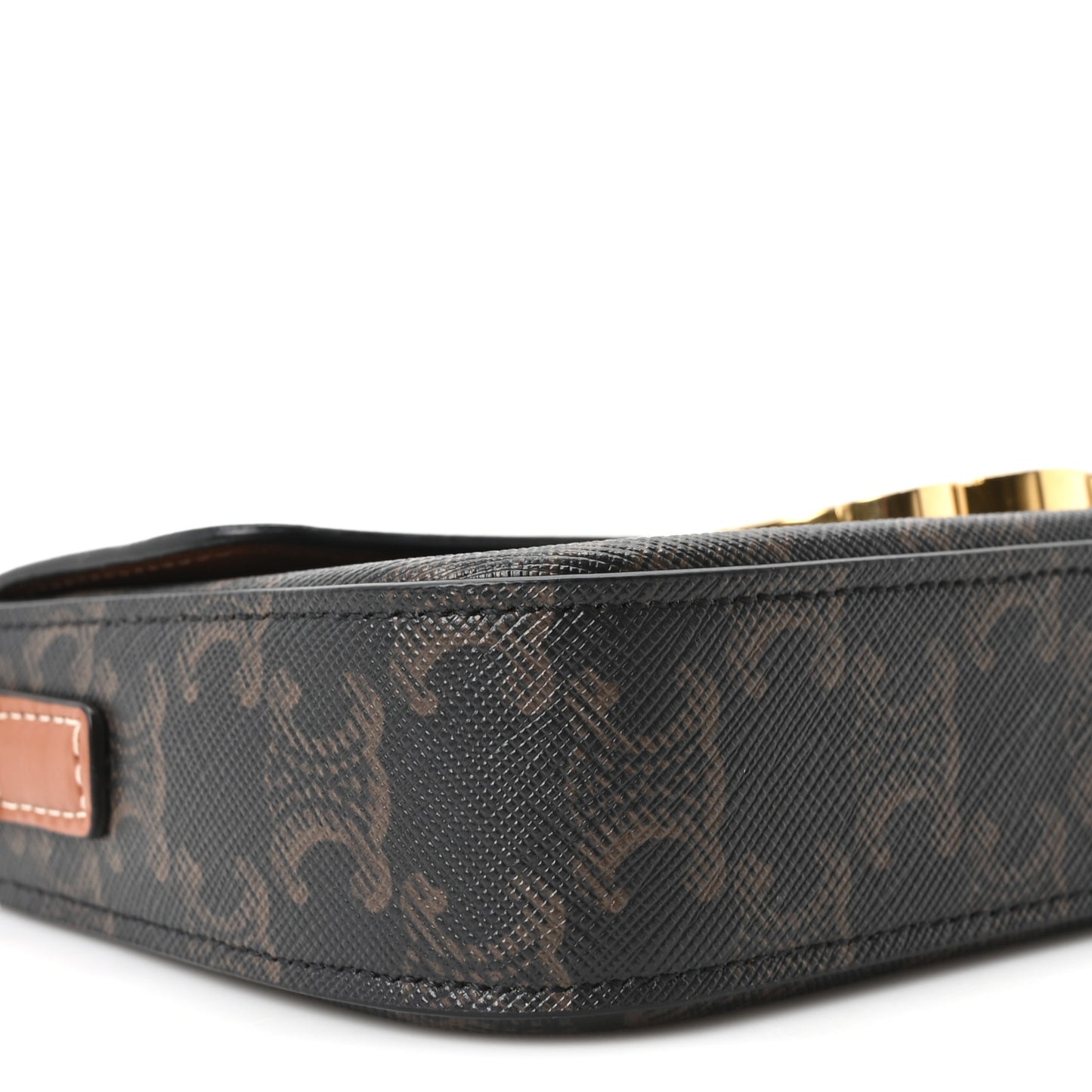 Canvas Calfskin Triomphe Shoulder Bag Tan