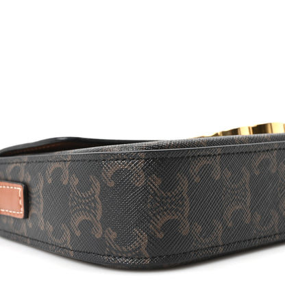 Celine Canvas Calfskin Triomphe Shoulder Bag Tan 9 of 10