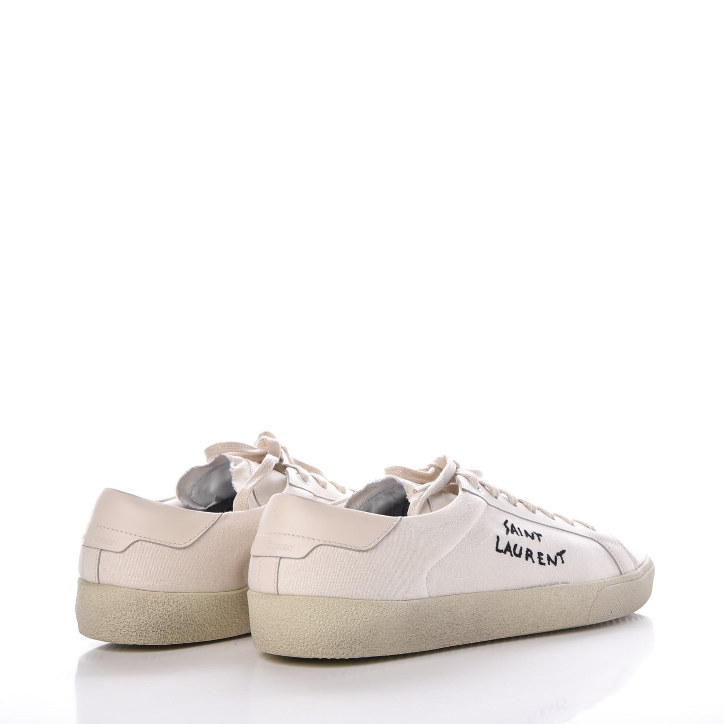 Distressed Canvas Court Classic Sneakers 46 White