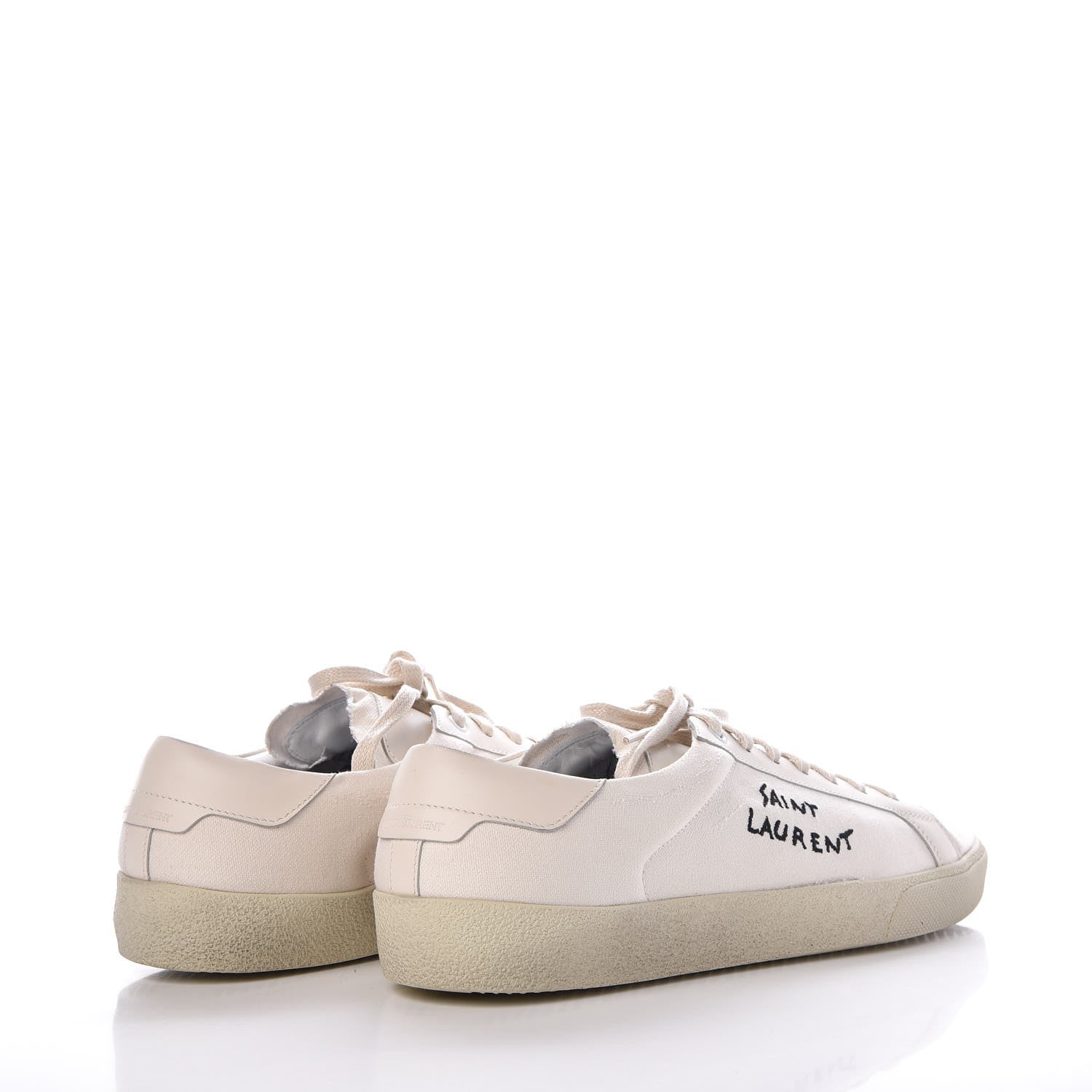 Saint Laurent Distressed Canvas Court Classic Sneakers 46 White 4 of 14