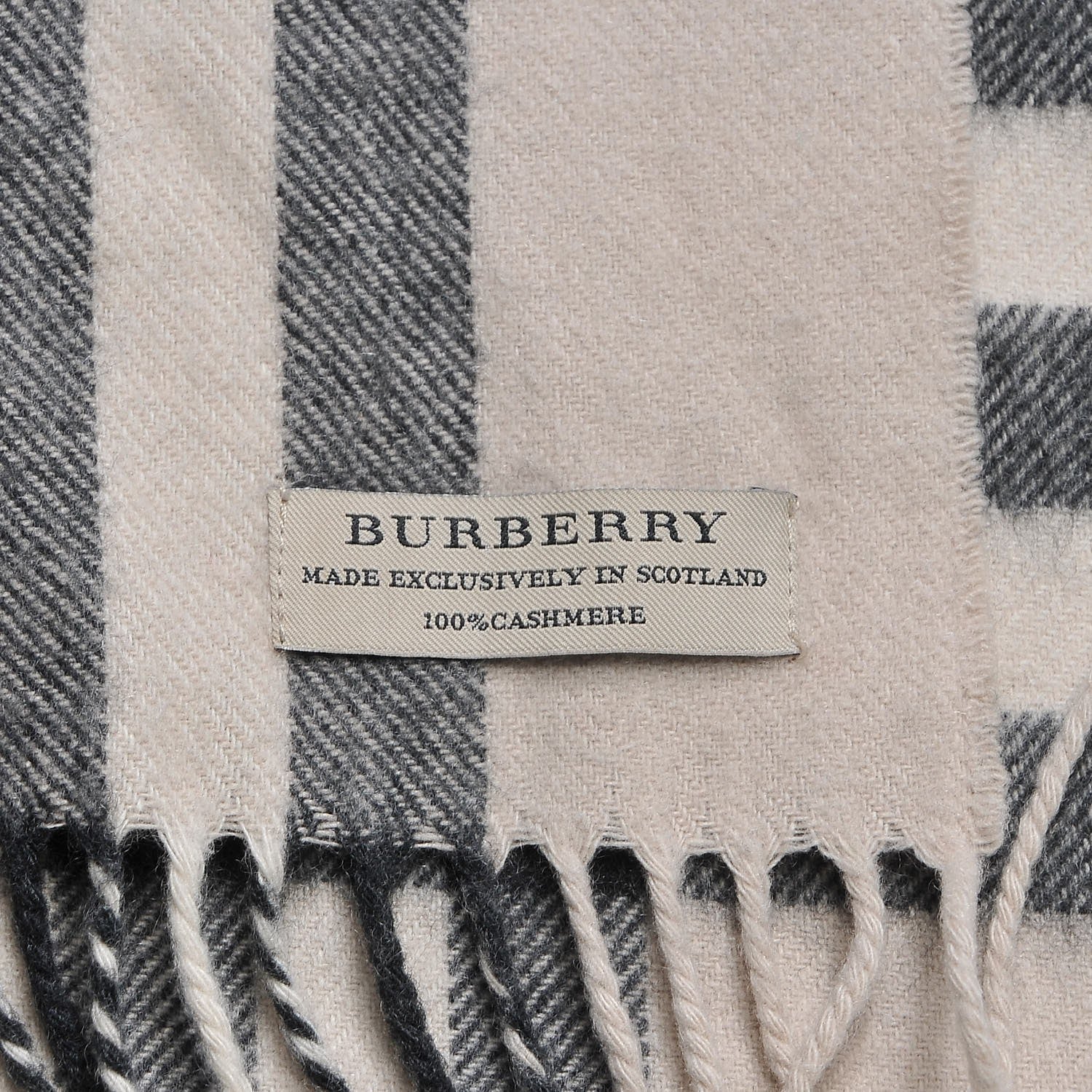 Burberry Cashmere Giant Check Fringe Scarf Ivory 4 of 5