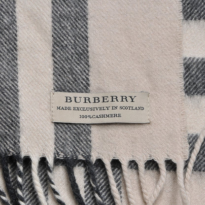Burberry Cashmere Giant Check Fringe Scarf Ivory 4 of 5