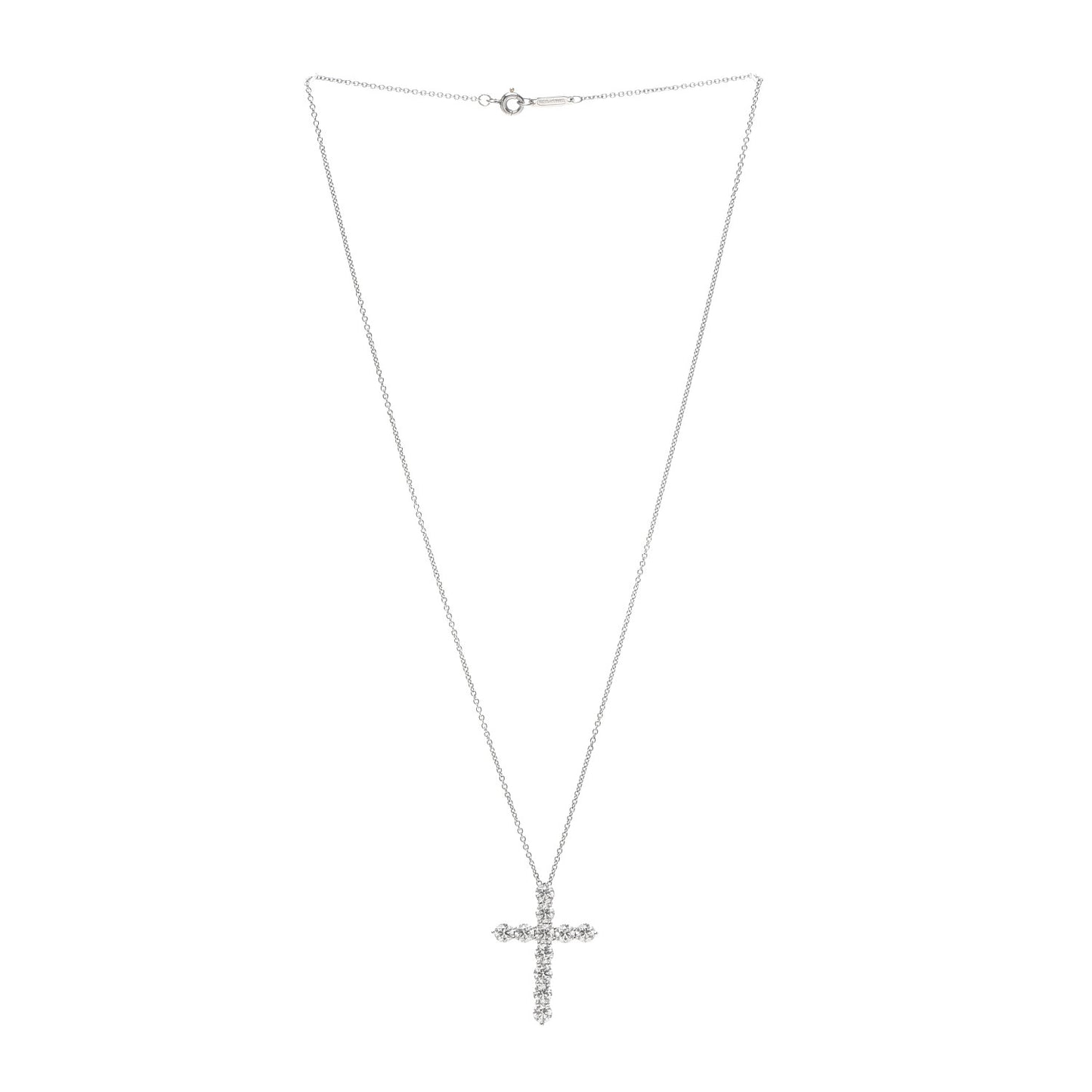 Platinum Diamond Large Cross Pendant Necklace
