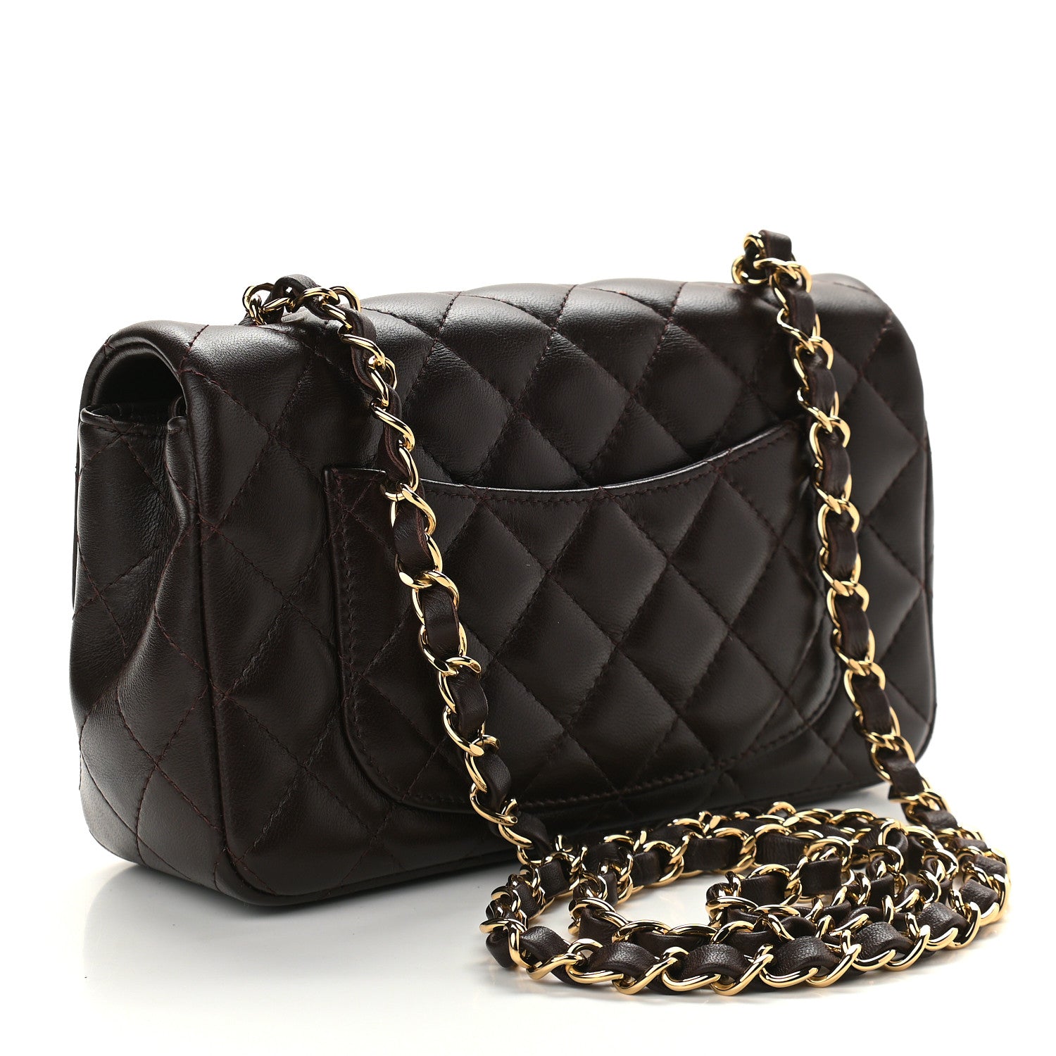 Chanel Lambskin Quilted Mini Rectangular Flap Dark Brown 3 of 9
