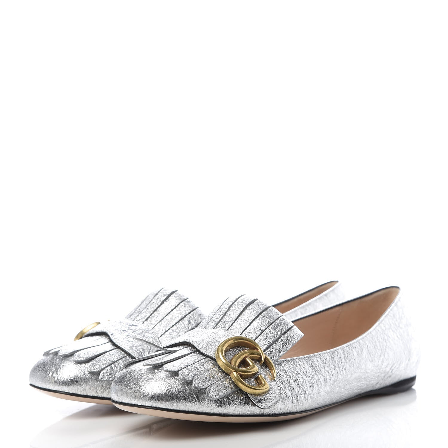 Gucci Galassia GG Marmont Fringe Flats 38 Argento 3 of 10