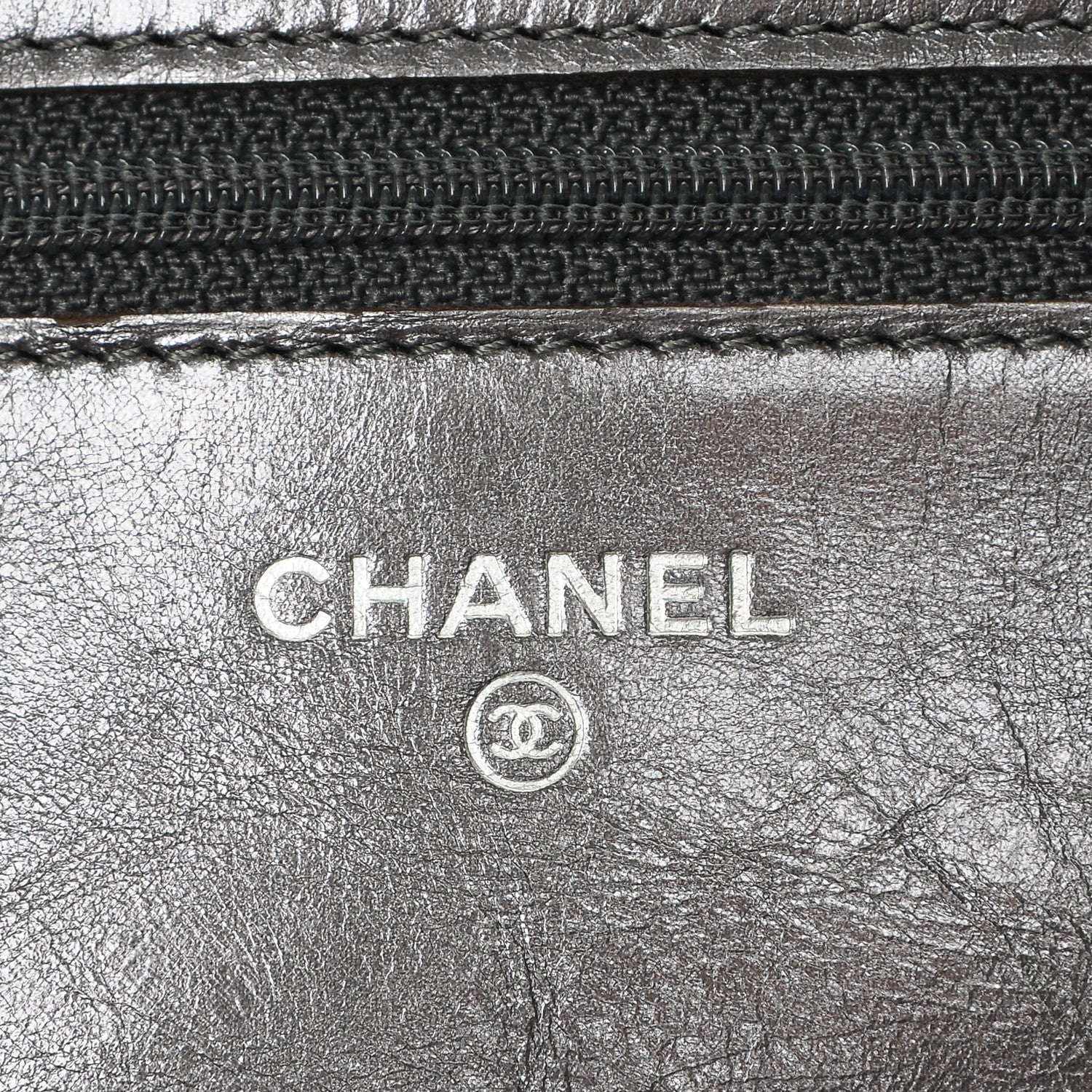 Chanel Metallic Aged Calfskin Reissue Wallet On Chain WOC Dark Silver 6 of 8