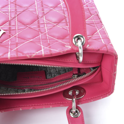 Christian Dior Lambskin Cannage Medium Lady Dior Fuchsia Multi 4 of 11