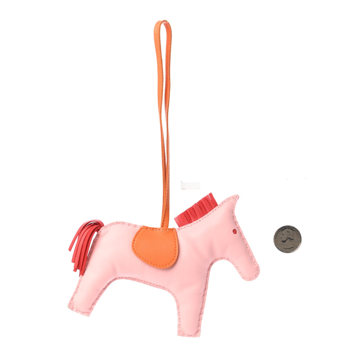 Hermes Milo Lambskin Grigri Rodeo Horse Bag Charm GM Rose Sakura Bougainvillea Orange 2 of 3