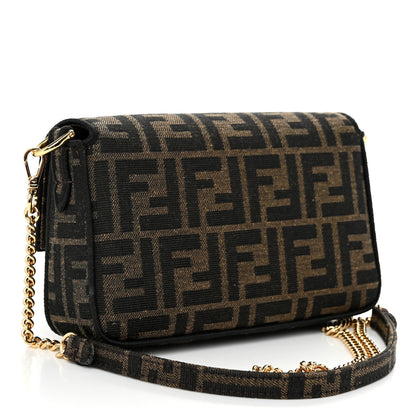 Fendi Fabric Jacquard FF 1974 Mini Baguette Tobacco Moro Black 3 of 11