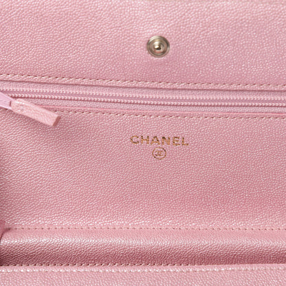 Chanel Iridescent Caviar Quilted Wallet on Chain WOC Rose Pink 6 of 12