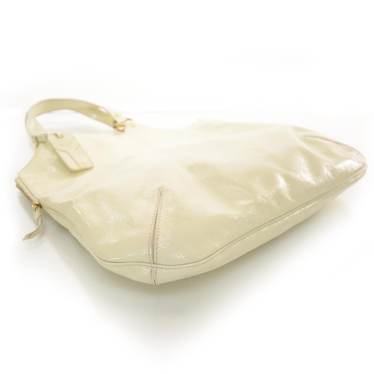 Saint Laurent Patent Tribute Tote Ivory 4 of 9