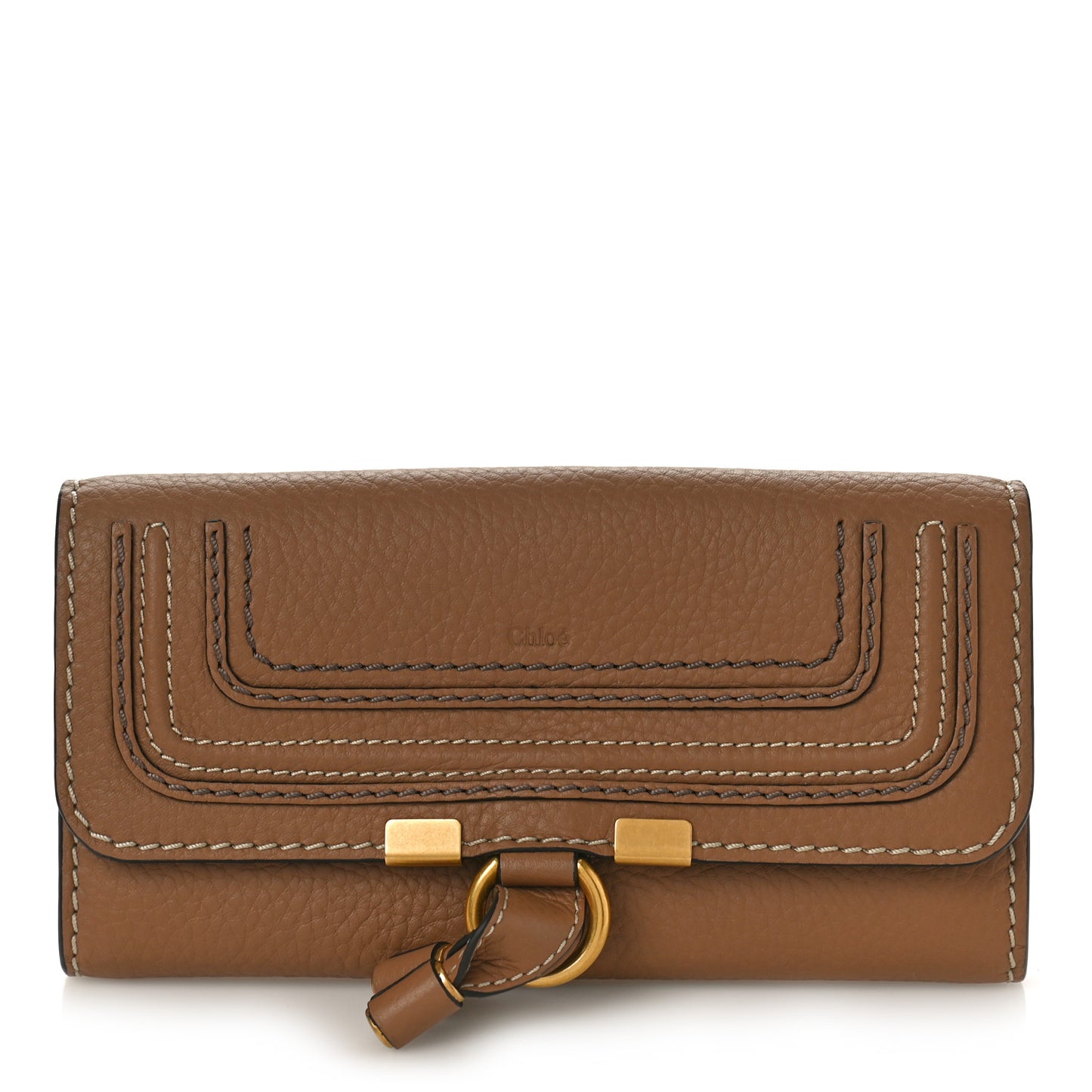 Calfskin Marcie Continental Flap Wallet Nut